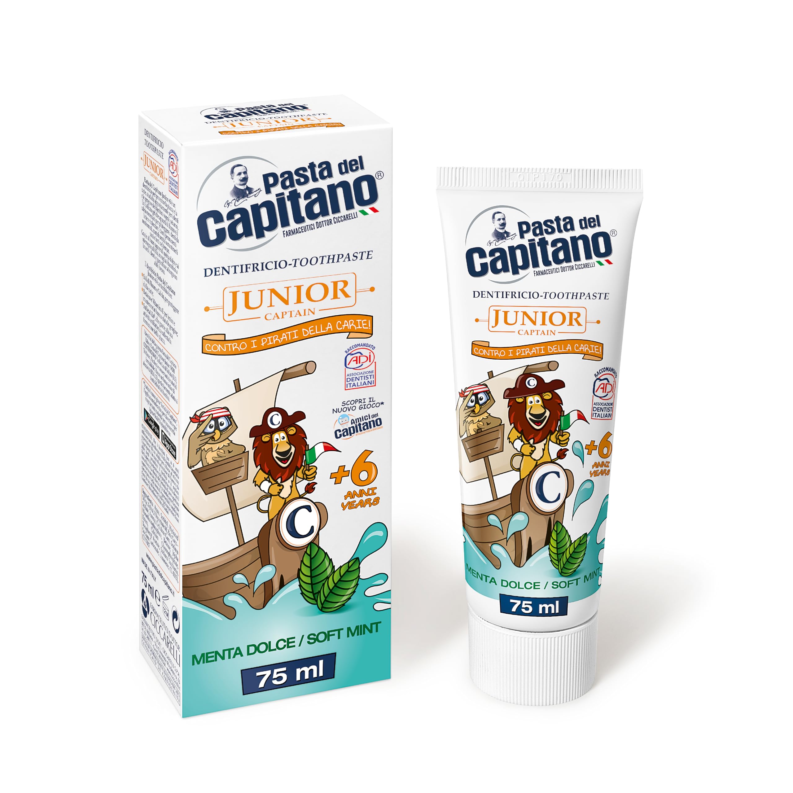 Pasta del Capitano Baby/Junior Plus 6 Years Toothpaste, Soft Mint