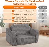 MeMoreCool Corduroy Kids Couch Sofa Folding Toddler Chair Bed Grey view 6