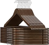 SONGMICS Wooden Hangers Set of 20 with Shoulder Notches and 360° Hook