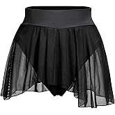 ODASDO Women's Pole Dance Outfit Rave Shorts Ruffle Panties Skirt Mesh Booty Bottoms Hot Pants Workout Clubwear