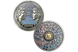 F4godwar 12 Zodiac Gemini Challenge Commemorative Coins - Constellation Metal Collectible Coins, Creative Novelty Coin Set, Birthday/Astrology Enthusiast Gift