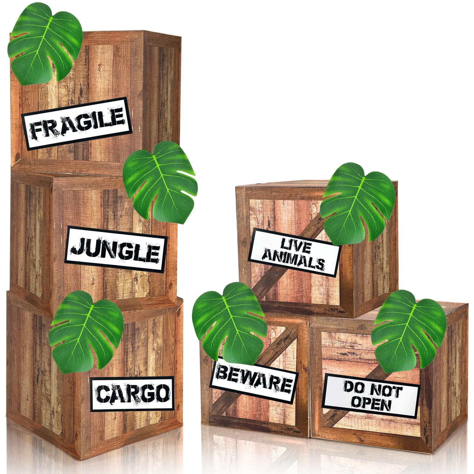 Photo 1 of 18 Pcs Dinosaur Party Decorations 12 x 12 x 12 Inch Dinosaur Theme Boxes Dinosaurs Picture Props Photo Booth Dinosaurs Boxes for Birthday Party Woodland Safari Baby Shower Decorations