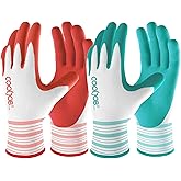 COOLJOB 6 Pairs Gardening Gloves for Women Ladies, Breathable Rubber Coated for Yard Garden, Outdoor Indoor Protective Work w