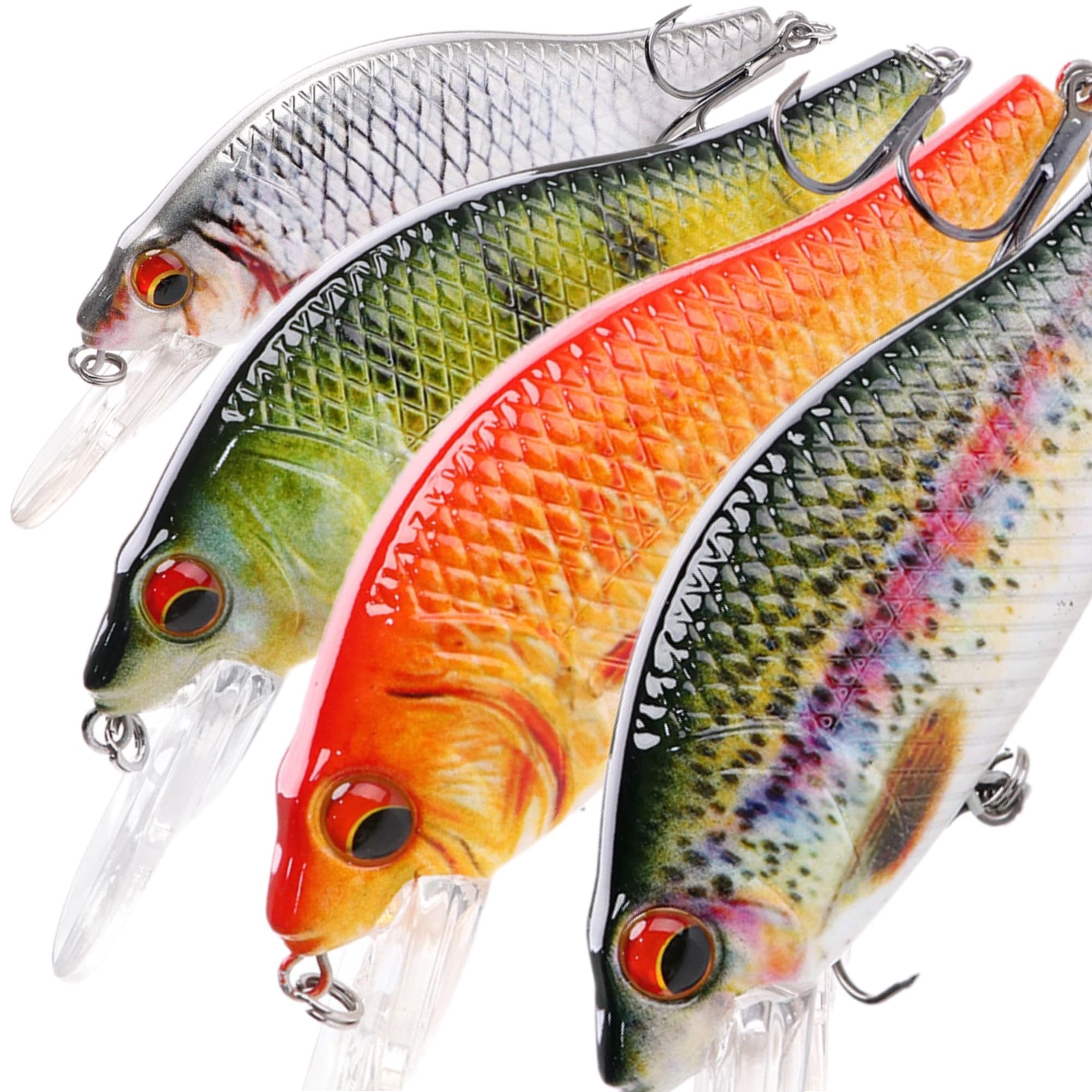 jerkbait Minnow 5 to 9 cm 4 to 22 g Hard Predator Fishing Trout Pike Swimming Fish Soft (4 PCS 1 of Each Colour, 9 cm 22 g)