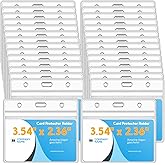 Marspark 300 Pieces Clear Plastic Horizontal Name Badge ID Card Holders with Waterproof Type Resealable Zip, 3.54 x 2.36 in, Transparent PVC Sleeve for Office Back to School Supplies