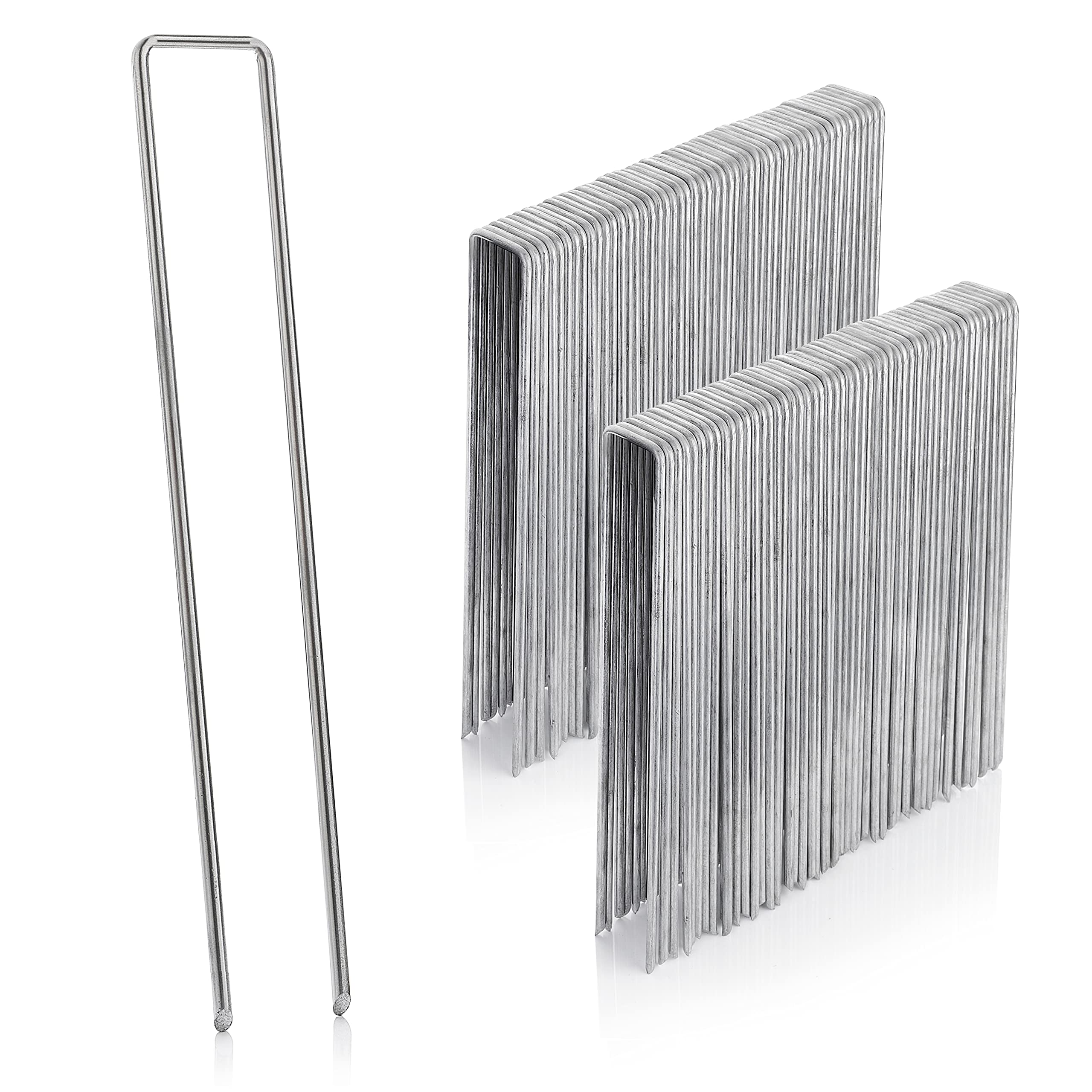 GardenMate 100 x Galvanised Steel Wire Anchor Pegs, Length 250 mm, Width 25 mm, Diameter 4.1 mm, Flat Head, for Hard and Soft Floors