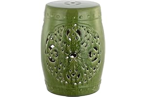 SAFAVIEH ACS4527E Flora Glazed Ceramic Decorative Garden Stool, 0, Spring Green