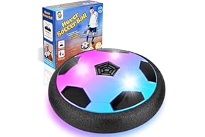 Nazano LED Hover Soccer Ball, Air Soccer Indoor Floating with LED Light, Indoor Soccer Game for Young Boys and Girls, Birthday Gifts for Young Kids, Toys Gifts for Ages 3-12 (Black)