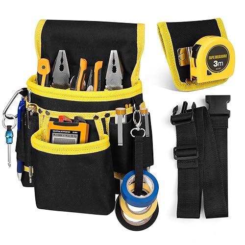 Tool Belt, Electrician Tool Pouch with 13-Pocket, Detachable and