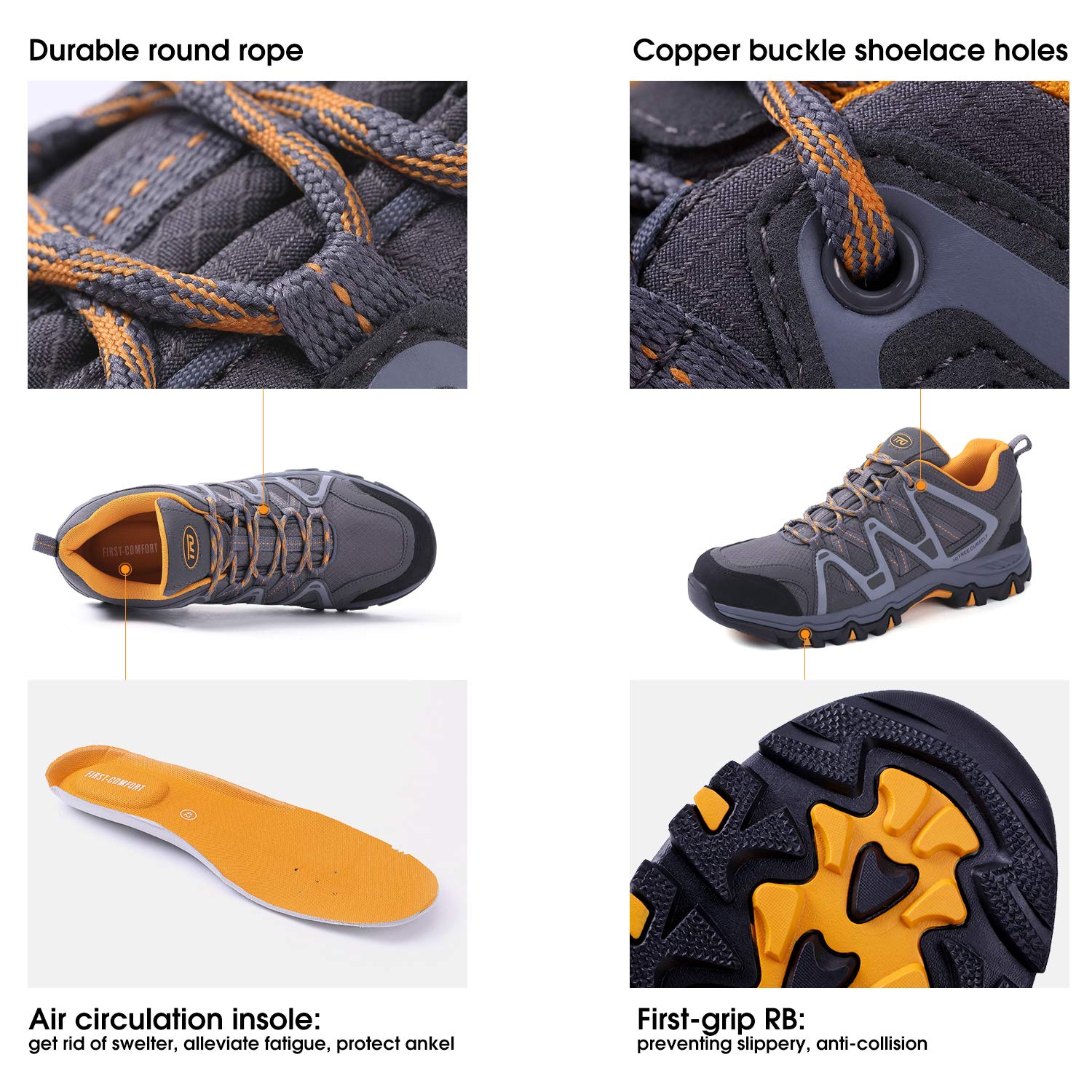 TFO Mens Breathable Walking Hiking Shoes Outdoor Running Backpacking Athletic Trekking Sneakers