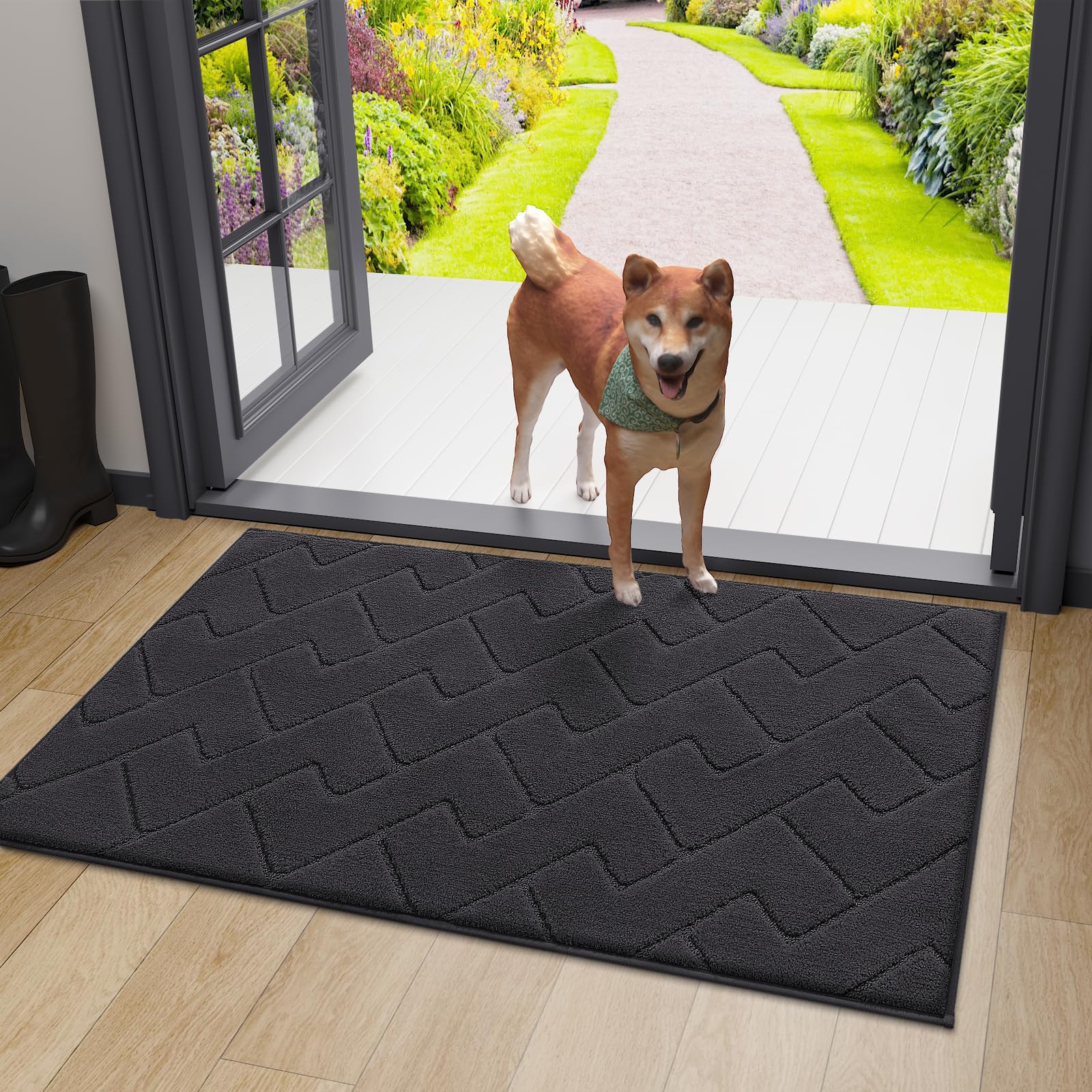 Photo 1 of OLANLY Indoor Door Mat, 40x32, Dirt Resistant and Absorbent, Sturdy Non-Slip Rubber Backing, Easy to Clean, Washable Low-Profile Doormat for Entryway, Slate Gray