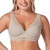 Leonisa Full Coverage Bra Comfy Lightly-Lined Lace - Underwire Contour Cups Bras for Women
