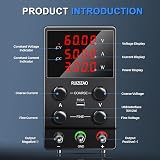 RUZIZAO 60V 5A DC Power Supply Variable Bench Regulated LCD 4-Digit view 2