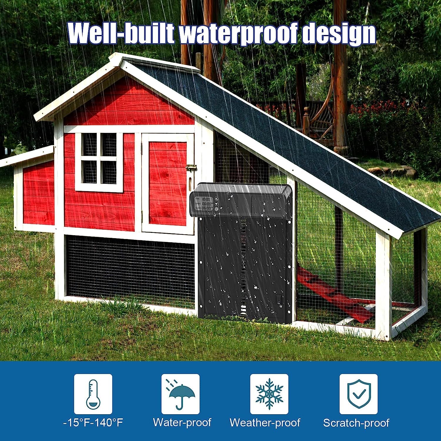 67 discount on Automatic Chicken Coop Door with Timer, Gear Lifter Poultry Gate,Battery Powered