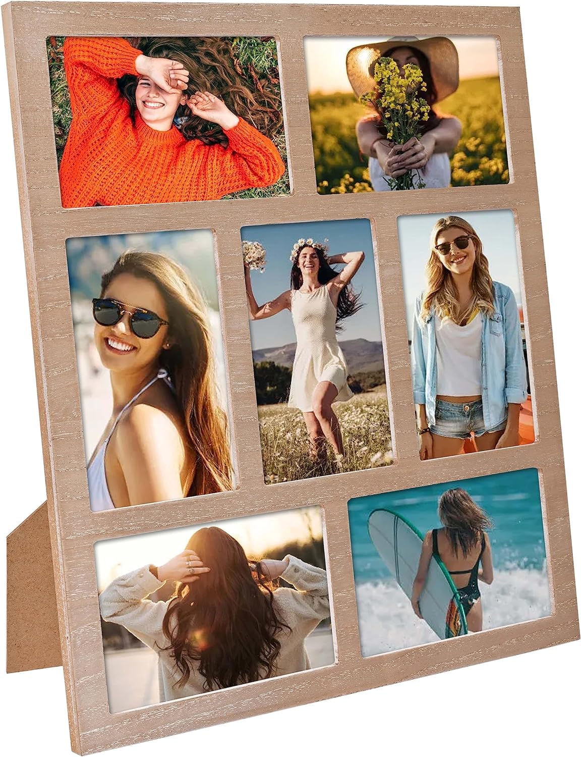 Photo Frames Multiple Pictures 4x6 Photos Display - 7 Openings Photo Collage Picture Frame Wall Decor for Tabletop Stand and Wall Mounting Frames Collage Set for Home Decor Family Gifts