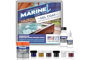 Marine Coat One Pool & Spa Repair Kit - Offers Durable Renewed Hard Cure for Underwater Pool Patch to Fix Scratches, Nicks, Gouges and Holes with MEKP Catalyst & 6 Pigments Color Match Set