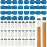 Draupnir 60 Pieces Pool Cue Tips Replacement Kit, 30 Slip On Pool Cue Tips and 30 Blue Cow Leather Pool Cue Tips, 12mm Billiard Cue Stick Tips for Pool Cues Accessories with Storage Box