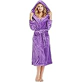 HEARTNICE Womens Hooded Fleece Robe, Soft Bathrobe for Womens, Cute Long House Coat