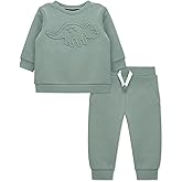 Little Me Simply Essential Solids Organic Cotton Blend Baby Boys' Fleece Sweatshirt and Pant Set, 12 Months to 4 Toddler