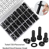 FandWay 720Pcs Bolts Nuts Set M3 M4 M5 M6 Hex Socket Cap DIN912 12.9 view 2