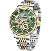 LOUIE JUELEN Luxury Men's Automatic Watches Self-Winding Analog Mechanical Watch Waterproof Dress Wrist Watch for Men, Multi-Color Dial, Leather Strap/Stainless Steel Band, No Battery Needed