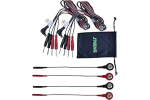 JTKENS 2pcs 4 in 1 Pin Type Electrode Lead Wires Cable for TENS/EMS/IF 2mm pin Cable connectors & 4pcs Tens Lead Wire Adapters