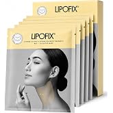 LIPOFIX Neck Firming & Lifting Sheet Mask, Korean Bio-Cellulose, 5 Count | Collagen, hyaluronic acid & niacinamide serum mask
