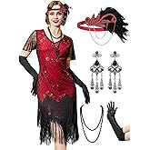 YESSA Flapper Dresses for Women,Short Sleeve 1920s Dresses Great Gatsby Dresses for Women Roaring 20s Costumes Outfits