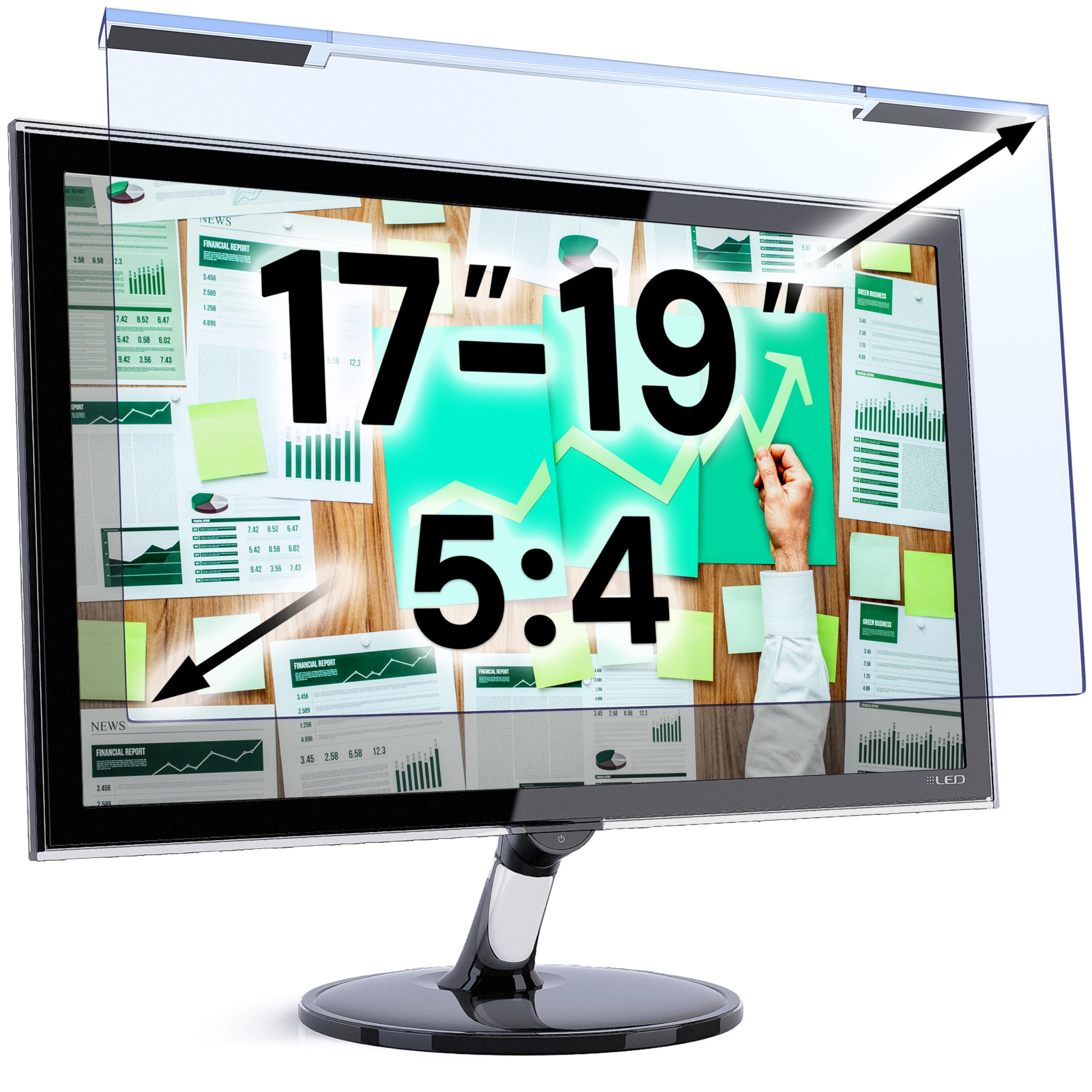 VINTEZ Blue Light Screen Protector for 17, 17.1, 18.1, 19 Inch Computer Monitor and Laptop – Anti-UV Blue Light Blocking Film for Desktop PC, Eye Protection Filter, 15.3" x 12.6", 1 Pack