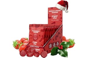 Proper Wild Vegan Energy Gummies with L-Theanine & Organic Caffeine, Clean Energy & Focus, Plant-Based, Gluten-Free, Non-GMO, Dairy-Free, Stevia-Free, Soy-Free, Strawberry (10-Pack)
