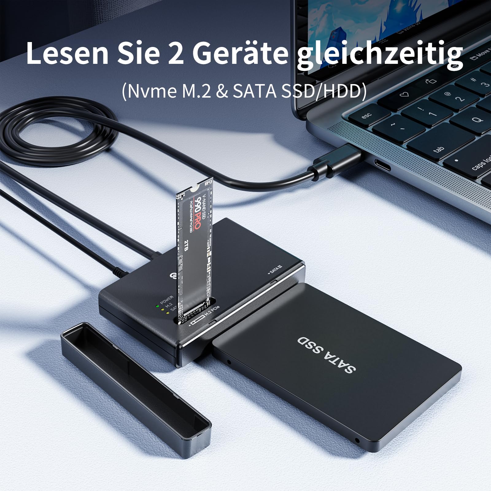 SUIDEK M.2 NVMe USB Adapter, USB-C 3.0 auf M.2 und SATA Festplattenleser 4