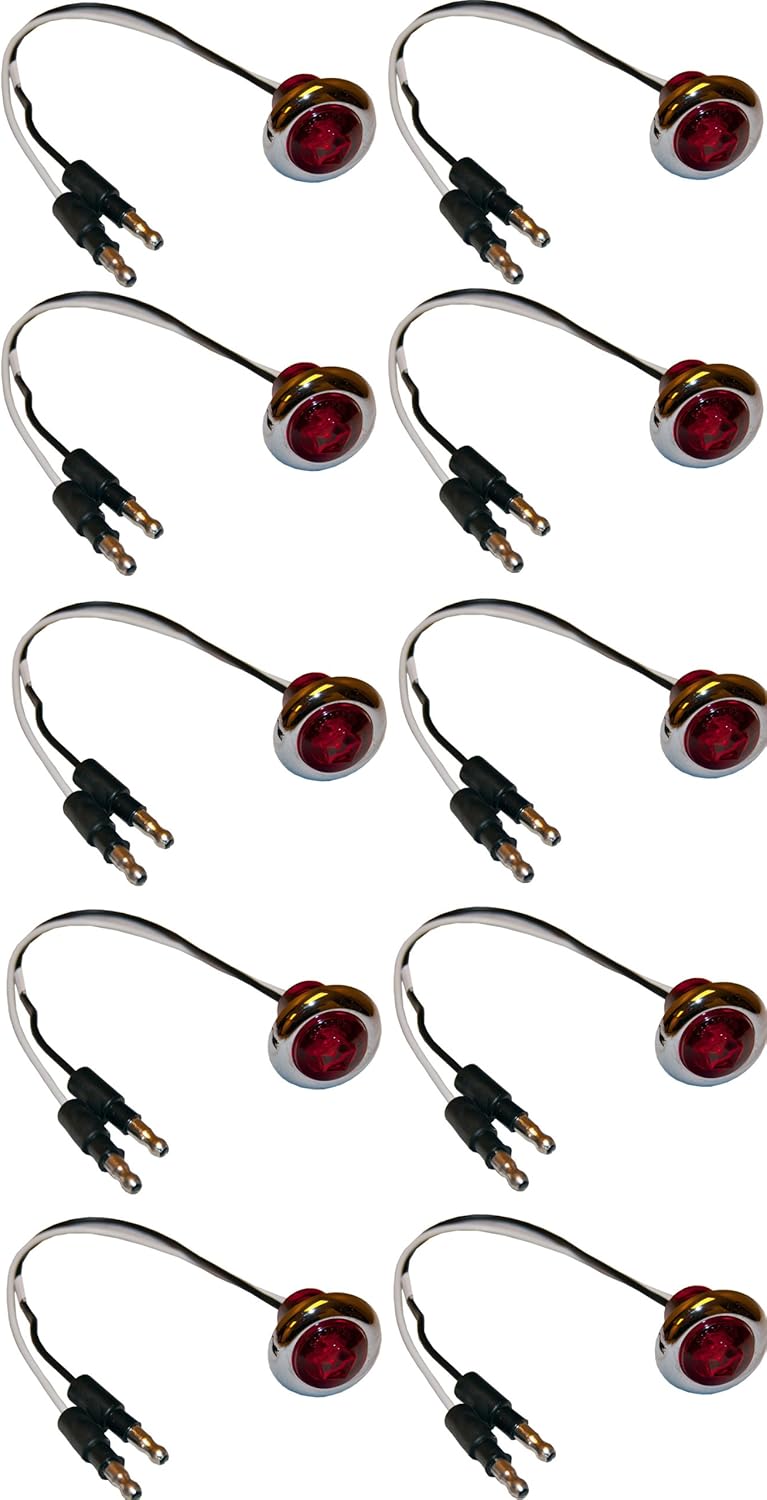 chrome light bezels on Amazon Com 10 Pack Of 3 4 Flush Mount Red Led Side Marker Lights W Chrome Bezel Automotive