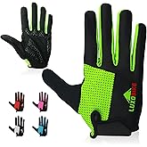 LuxoBike Bike Gloves for Men Women with Anti-Slip Shock-Absorbing Riding Pad, Light Weight Full Finger Cycling Gloves Touch Screen Breathable Mountain Biking Road Bicycle