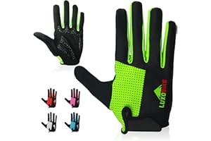LuxoBike Bike Gloves for Men Women with Anti-Slip Shock-Absorbing Riding Pad, Light Weight Full Finger Cycling Gloves Touch Screen Breathable Mountain Biking Road Bicycle