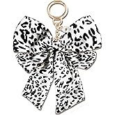 VITITRAN Double-Layer Leopard Cheetah Print Bow Keychain, Two-Tier Large Ribbon Bag Charm for Purse, Backpack, Accessory