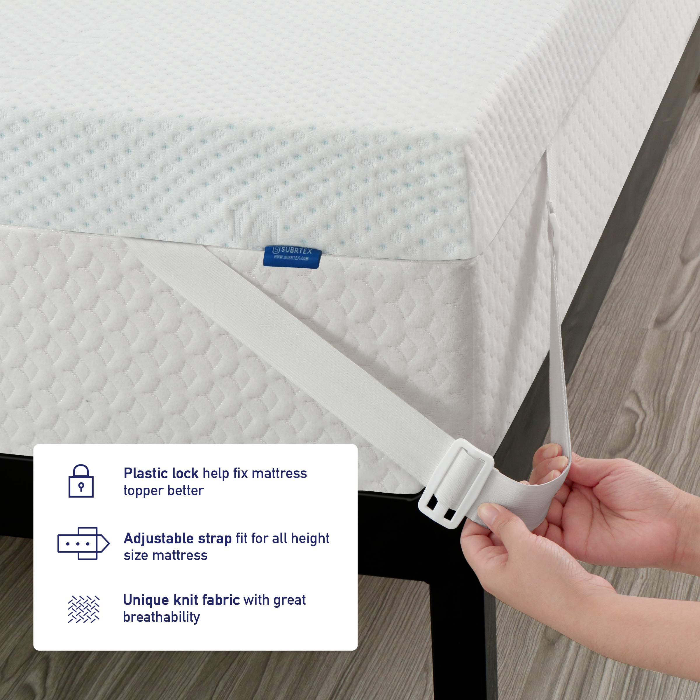 Subrtex 3 inches GelInfused Memory Foam Bed Mattress Topper High