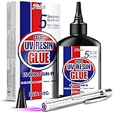 UV Resin Kit with UV Light, 60g 5-Second Cure Transparent UV Glue with Rechargeable UV Flashlight, Fast Curing Resin for Plastic Welding, Jewelry Bonding, Acrylic, Craft Projects, Glass Repair