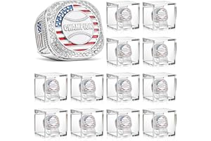 Landical 12 Set Championship Ring with Display Case and Stand Holder Championship Ring Box Acrylic Display Case and Holder Champion Trophy Rings for League Winner
