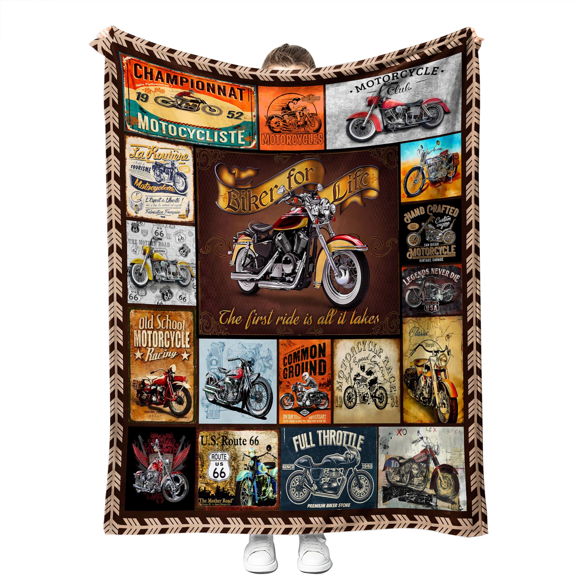 Motorbike Blanket Cool Motorbike Gifts for Men and Women Super Soft Motorcycle Throw Blankets for Bed Sofa and Couch Fluffy Warm Biker Blankets Motorcycle Gifts for Men Women 50'' x 60'' (Motorbike1)