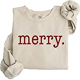 Merry Christmas Sweatshirt, Cozy Holiday Pullover, Cute Xmas Crewneck Sweater, Festive Winter Top, Funny for Women and Men Sand
