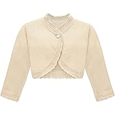 Lilax Little Girls' Knit Long Sleeve Button Closure Bolero Cardigan Shrug