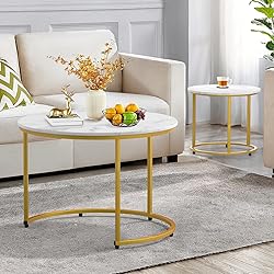 AuraBasic Nesting Table Set of 2, Round Coffee