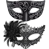 SIQUK Couple Masquerade Masks Set Venetian Party Mask Costume Mask