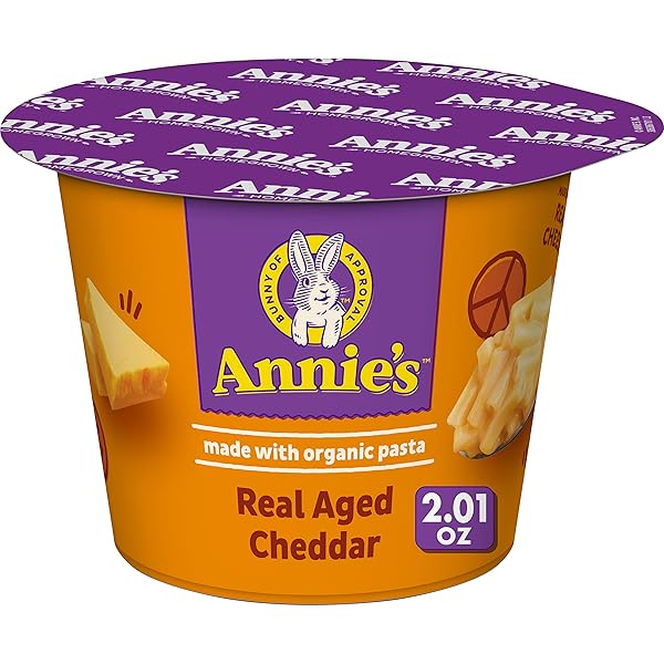 ANNIE’S REAL AGED CHEDDAR MICROWAVE MAC & CHEESE WITH ORGANIC PASTA, 8 CT, 2.01 OZ CUPS