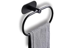 LGSFTBFS Black Self Adhesive Towel Ring Hand Towel Holder for Bathroom Hand Towel Racks Wall Mount SUS 304 Stainless Steel Ba