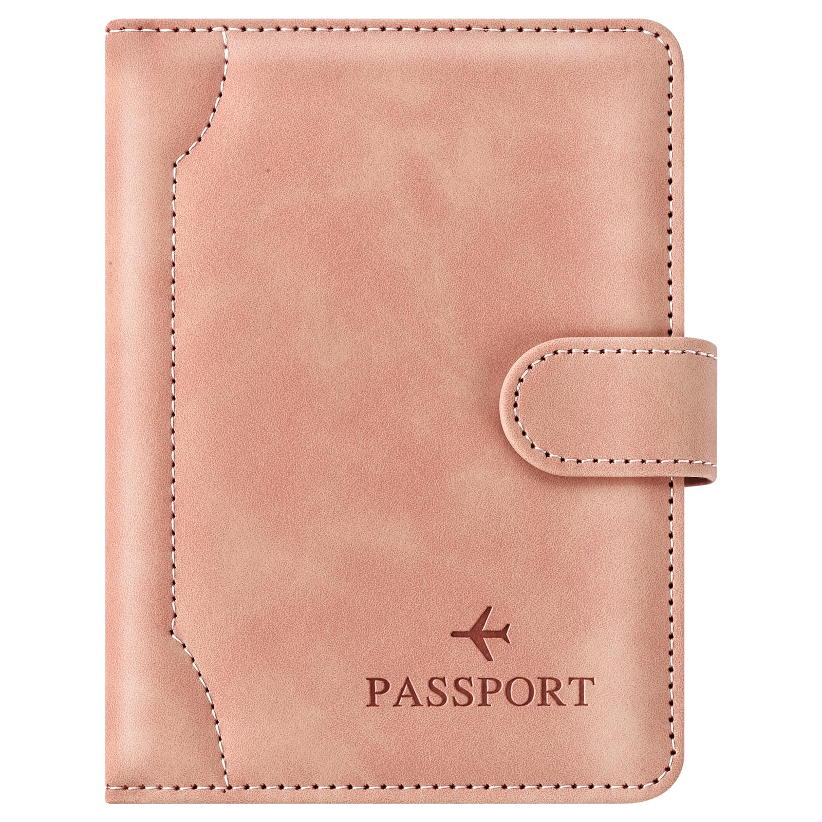 Herain Pink Passport Holder for Travel, Passport Wallet Cover Case Women Men Family Cruise Ship Essentials, RFID Passport Book Holders Travel Accessories Vacation Must Haves