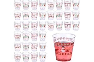 Funtery 60 Pcs Christmas Ugly Sweater Plastic Shot Glasses 1.7 oz Disposable Mini Christmas Shot Cups Bulk Xmas Tree Reindeer Gingerbread Snowman Drinking Cups for Holiday Party Supplies Decoration