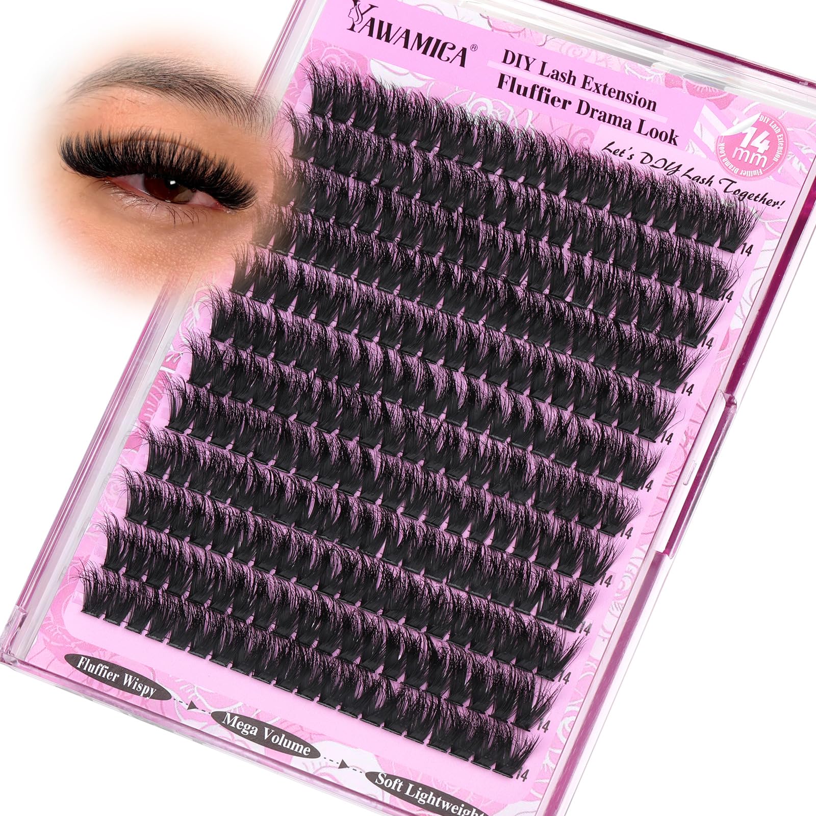 View 1 of **MISSING CLUSTERS**
Yawamica 200D Volume Lash Clusters 14mm Eyelash Clusters Fluffy Wispy Cluster Eyelash Extensions D Curl DIY Individual Lashes Extension by Self (14mm Refill Pack)