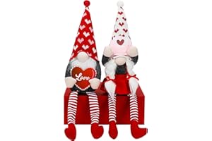 ZATAYE Valentine Day Decorations, 2 Pack Plush Valentine Gnomes Holding Love Sign, Handmade Love Themed Scandinavian Tomte Gnome Doll, Sweet Valentine's Day Dolls for Fireplace Sofa Table Tiered Tray Decor