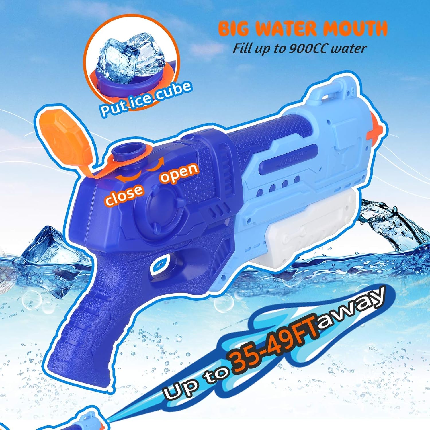 Water Gun 2 Pack Water Guns for Kids Adults 900CC , Squirt Guns Water Blaster Long Range Toy Gun Gifts for Boys Girls, Summer Swimming Pool Beach Sand Outdoor Toys: Toys & Games